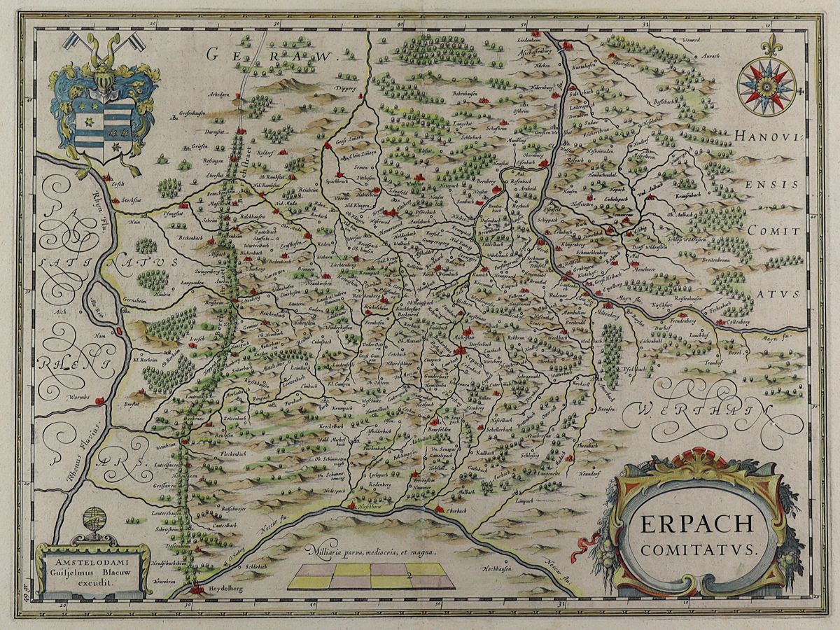 Große Abbildung Nr.1: 122-1927 Blaeu, Willem: (Deutschland, Bergstraße, Odenwald)
