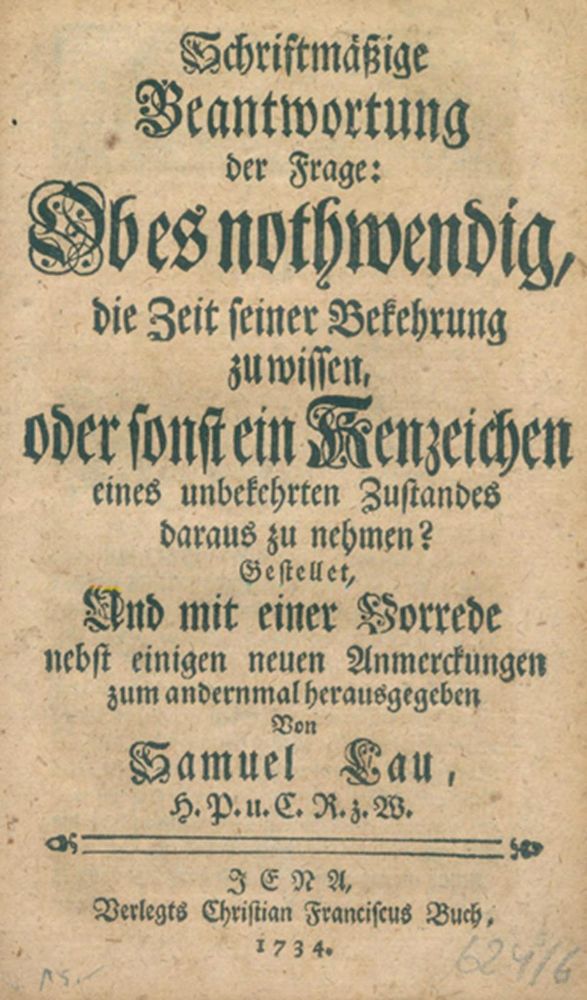 Große Abbildung Nr.1: 122-202 Lau,S.: (Alte Drucke, Handschriften und Theologie)