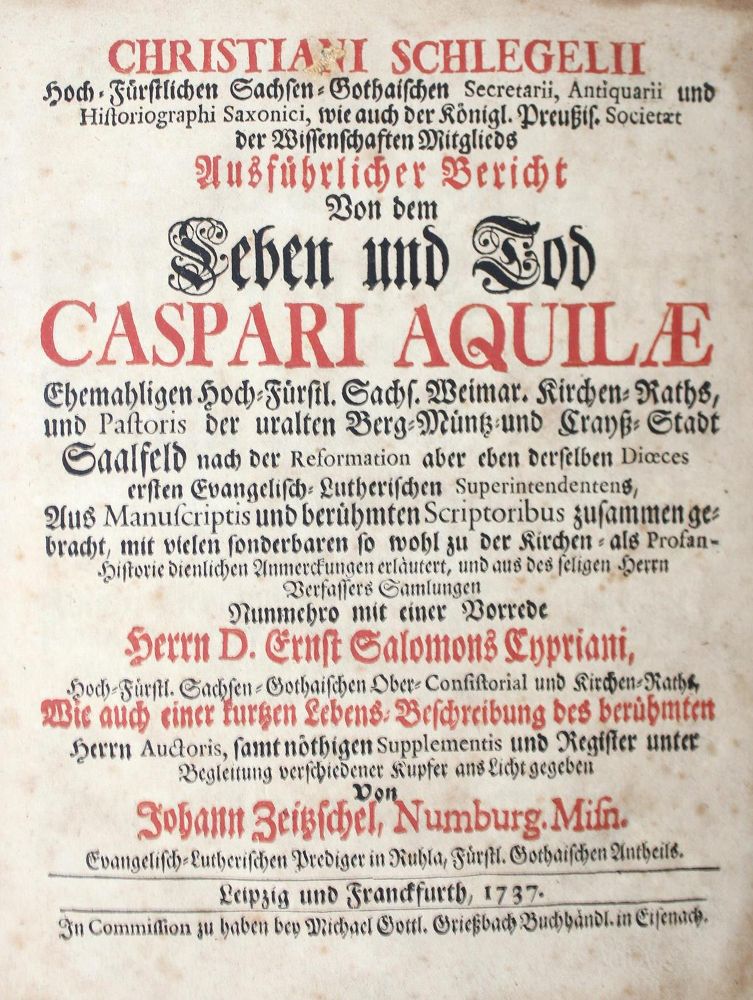 Große Abbildung Nr.1: 122-205 Leuckfeld,J.G.: (Alte Drucke, Handschriften und Theologie)