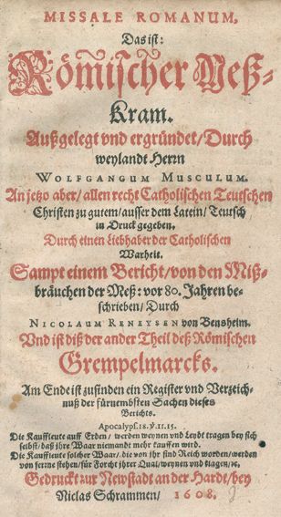 Große Abbildung Nr.1: 122-245 Musculus,W.: (Alte Drucke, Handschriften und Theologie)