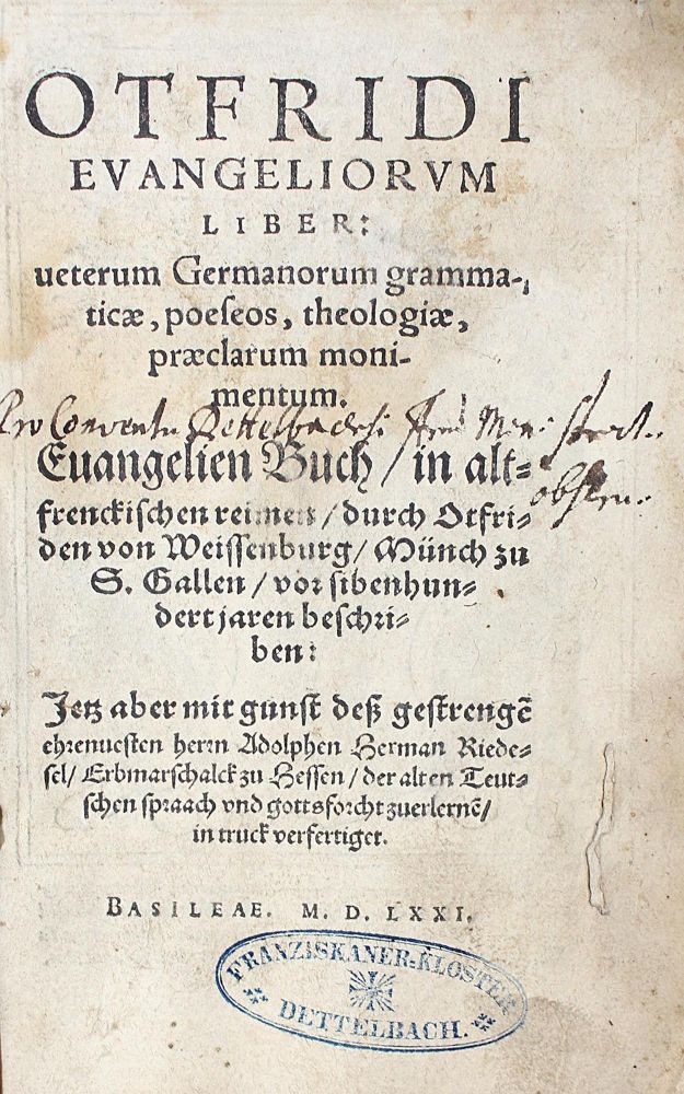 Große Abbildung Nr.1: 122-250 Otfried (von Weißenburg).: (Alte Drucke, Handschriften und Theologie)