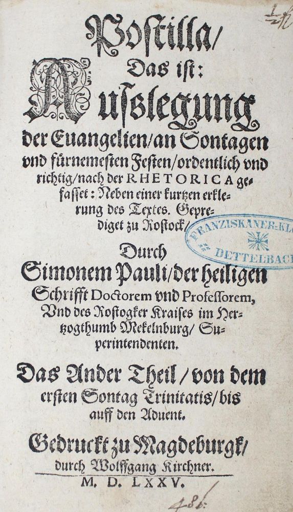 Große Abbildung Nr.1: 122-255 Pauli,S.: (Alte Drucke, Handschriften und Theologie)