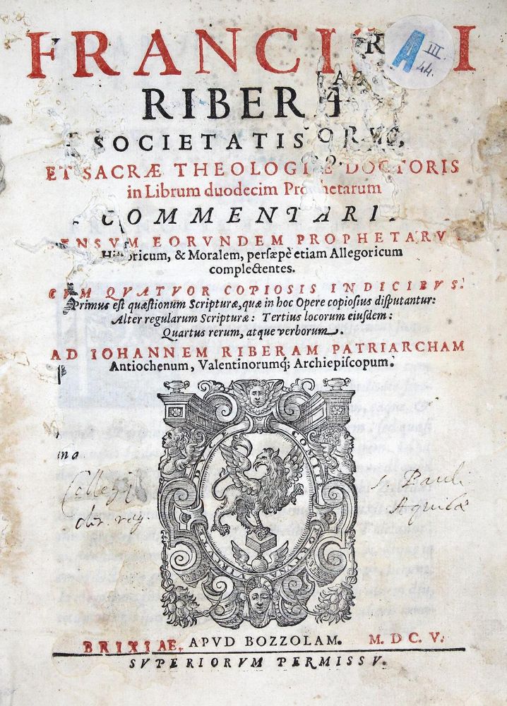 Große Abbildung Nr.1: 122-272 Ribera,F.: (Alte Drucke, Handschriften und Theologie)