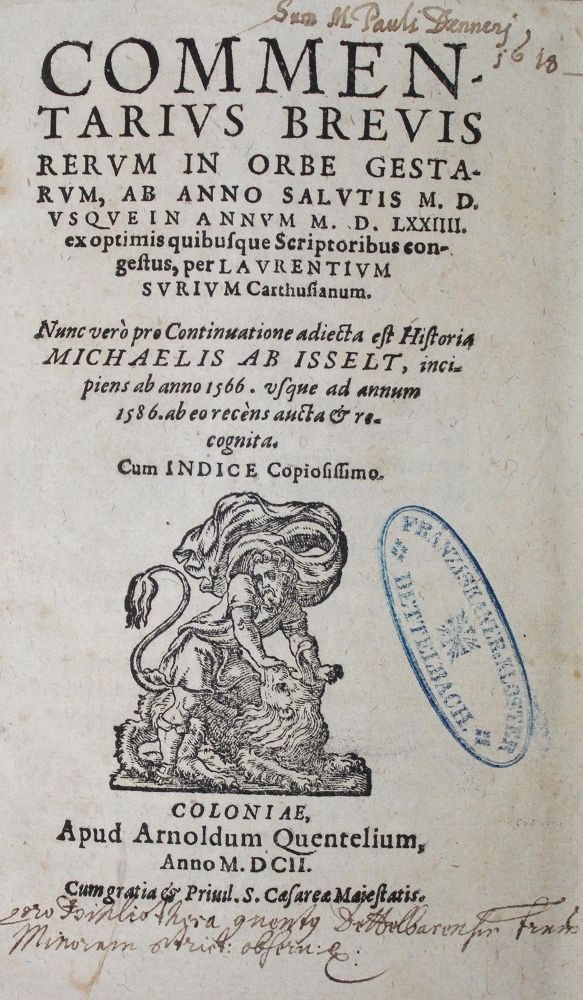 Große Abbildung Nr.1: 122-299 Surius,L.: (Alte Drucke, Handschriften und Theologie)