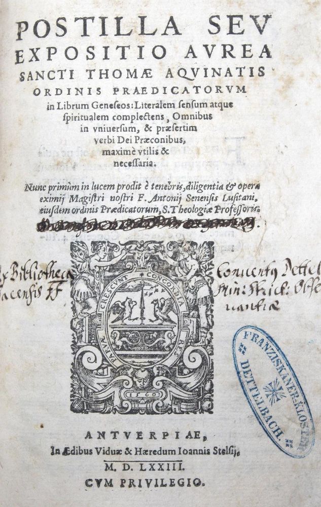Große Abbildung Nr.1: 122-305 Thomas von Aquin.: (Alte Drucke, Handschriften und Theologie)