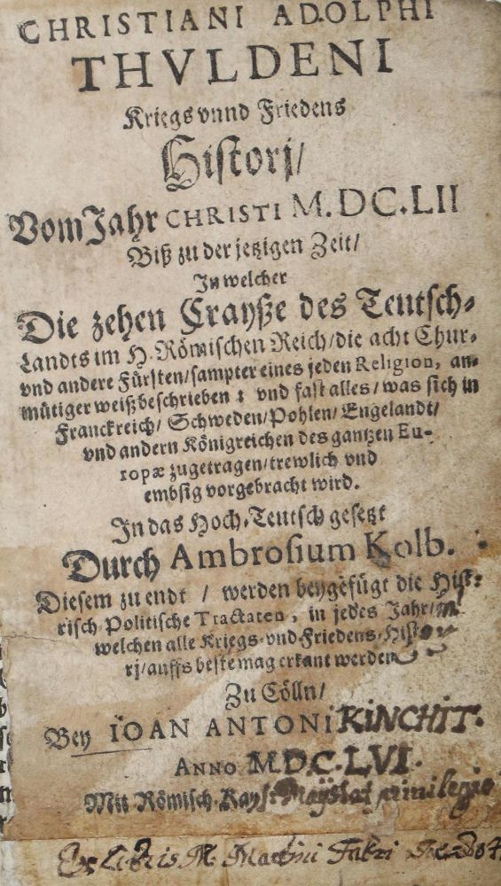 Große Abbildung Nr.1: 122-308 Thulden,C.A.: (Alte Drucke, Handschriften und Theologie)