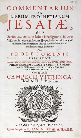 Große Abbildung Nr.1: 122-315 Vitringa,C.: (Alte Drucke, Handschriften und Theologie)
