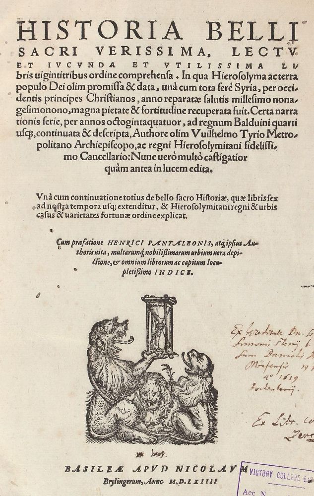 Große Abbildung Nr.1: 122-319 Wilhelm von Tyros.: (Alte Drucke, Handschriften und Theologie)