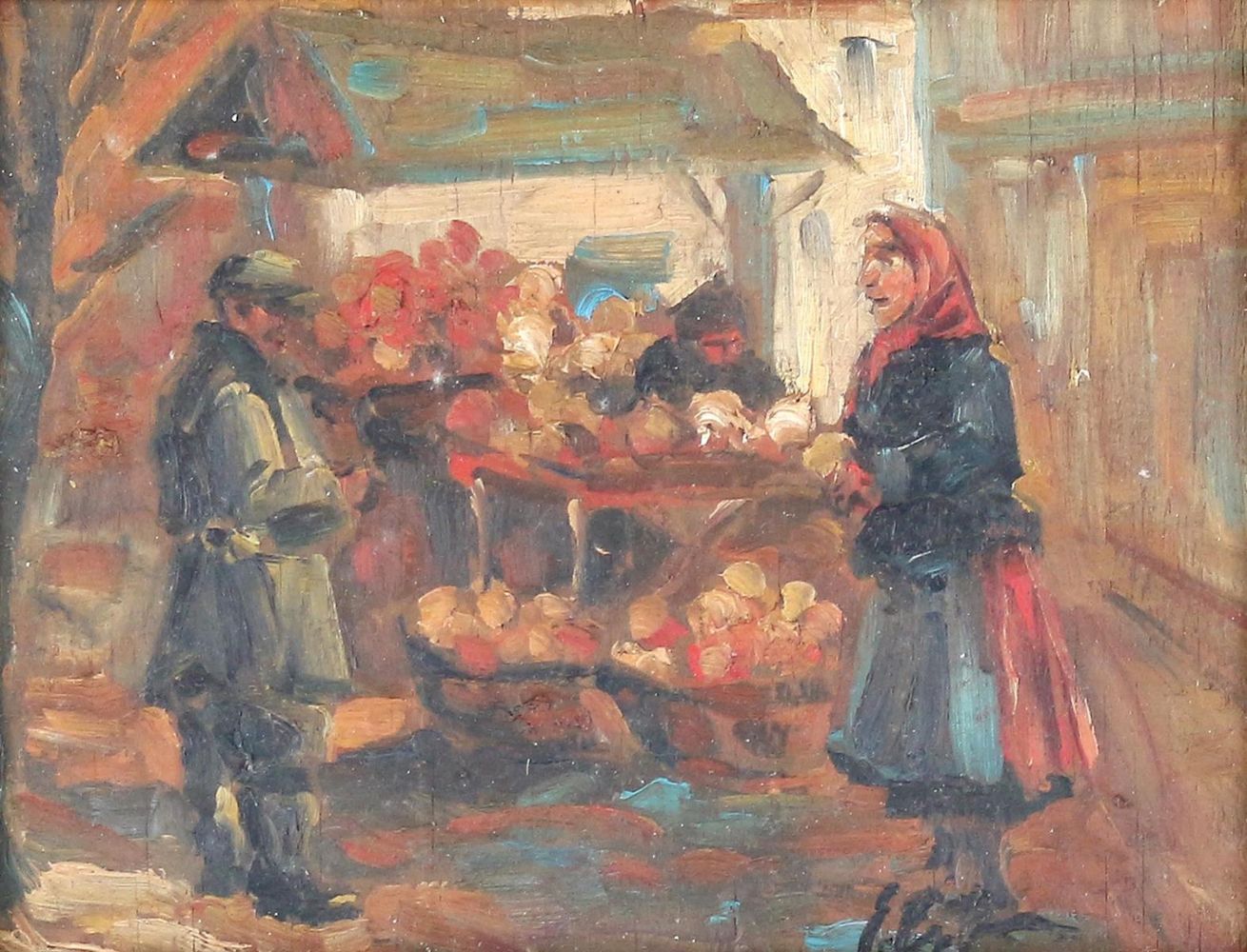 Große Abbildung Nr.1: 122-3262 Marktgespräch.: (Künstlergraphik)