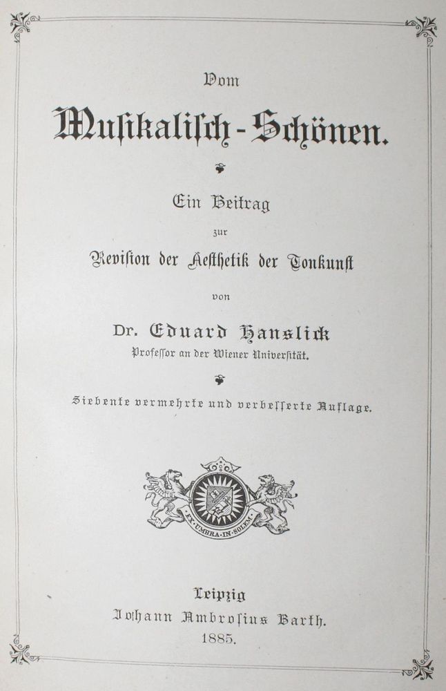 Große Abbildung Nr.1: 122-409 Hanslick,E.: (Musik)