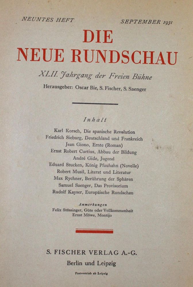 Große Abbildung Nr.1: 122-463 Neue Rundschau, Die.: (Zeitschriften und Zeitungen)
