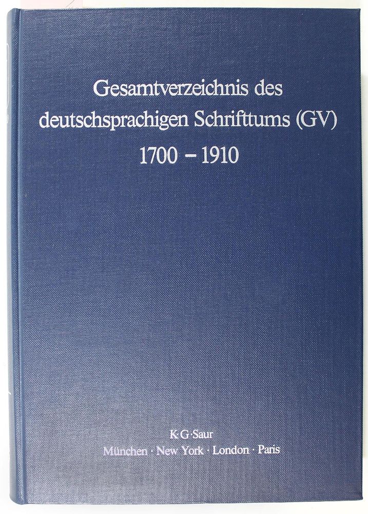 Große Abbildung Nr.1: 122-600 Gesamtverzeichnis: (Bibliographie und Buchwesen)
