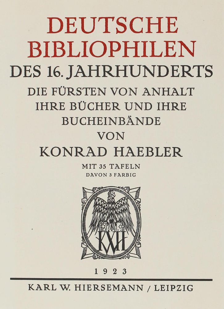 Große Abbildung Nr.1: 122-601 Haebler,K.: (Bibliographie und Buchwesen)