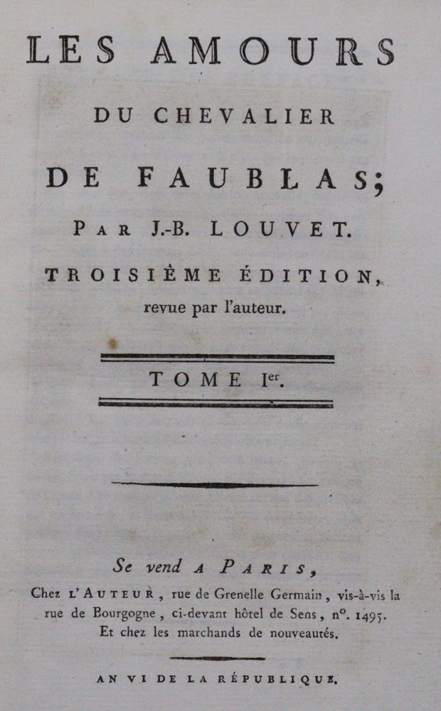 Große Abbildung Nr.1: 122-654 Louvet (de Couvray,J.B.).: (Erotika - Galantes)