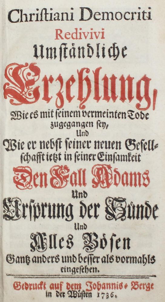 Große Abbildung Nr.1: 122-718 Democritus Redivivus,C. (d.i. J.F.Bachstrom).: (Literatur und illustrierte Bücher bis 19.Jahrhundert)