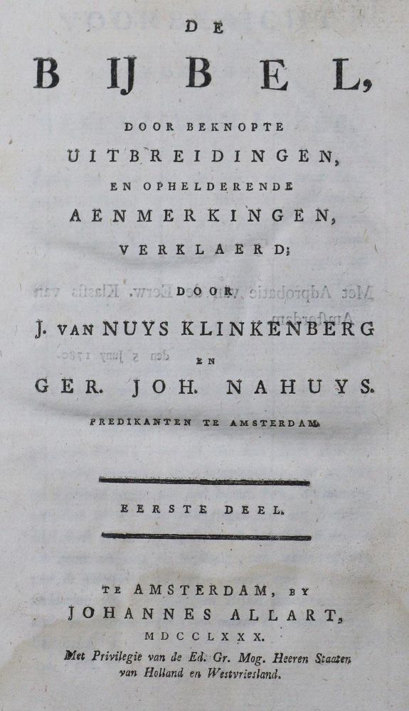 Große Abbildung Nr.1: 122-77 Nuys Klinkenberg,J.v. u. G.J.Nahuys.: (Bibeln)