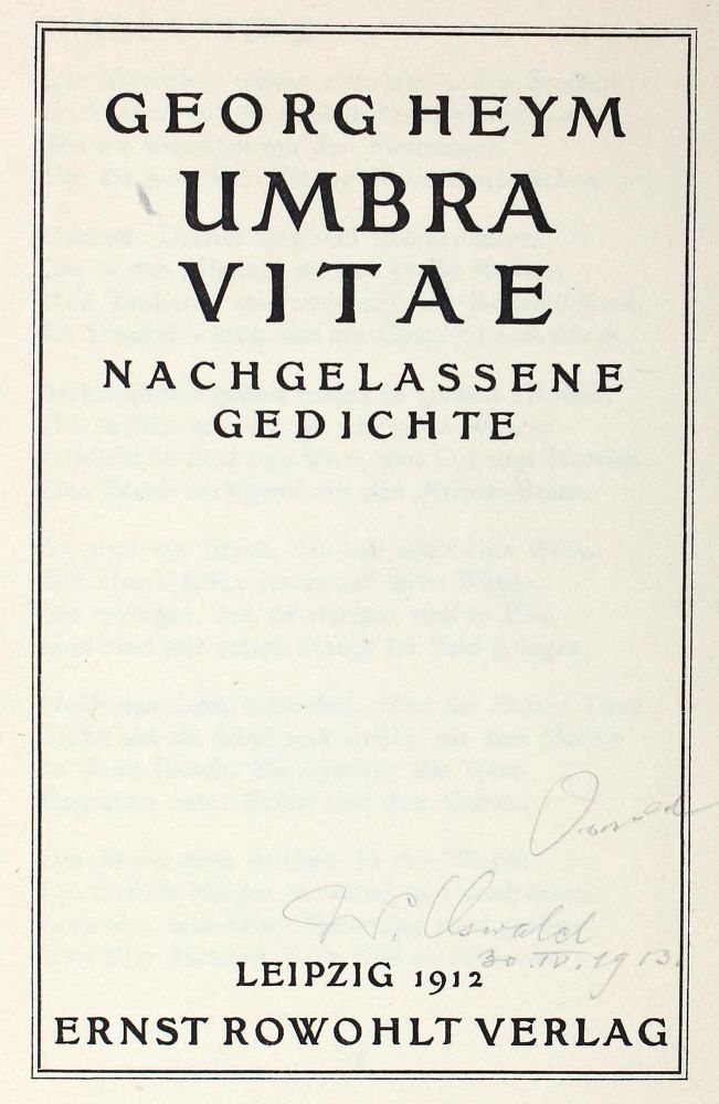 Große Abbildung Nr.1: 122-846 Heym,G.: (Literatur und illustrierte Bücher 20.Jahrhundert - Alte Literatur in modernen Ausgaben)