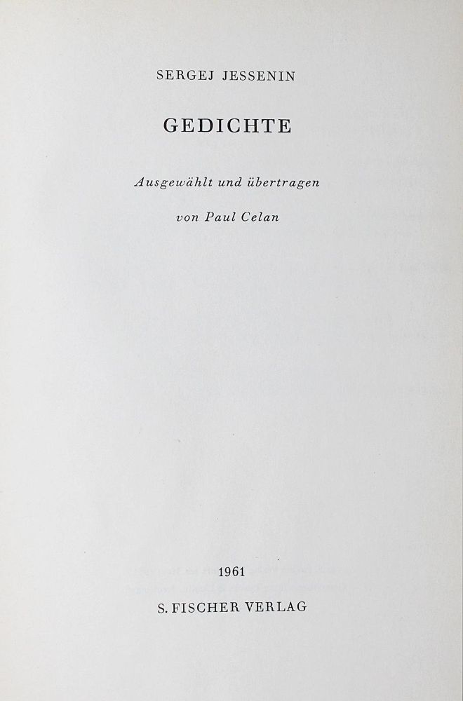 Große Abbildung Nr.1: 122-862 Jessenin,S.: (Literatur und illustrierte Bücher 20.Jahrhundert - Alte Literatur in modernen Ausgaben)