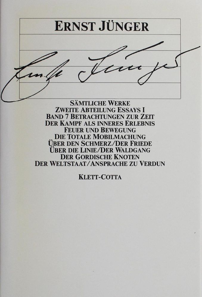 Große Abbildung Nr.1: 122-863 Jünger,E.: (Literatur und illustrierte Bücher 20.Jahrhundert - Alte Literatur in modernen Ausgaben)