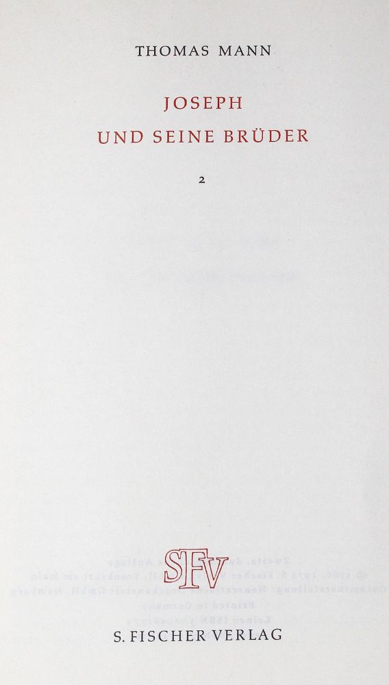Große Abbildung Nr.1: 122-883 Mann,T.: (Literatur und illustrierte Bücher 20.Jahrhundert - Alte Literatur in modernen Ausgaben)