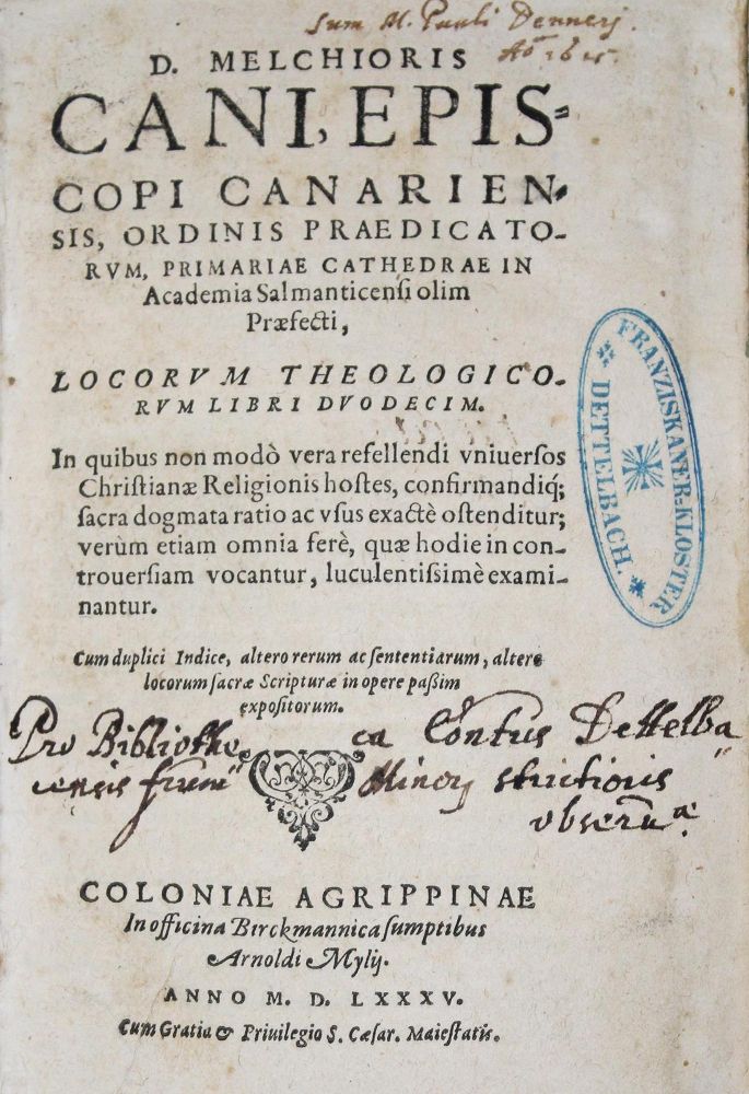 Große Abbildung Nr.1: 122-93 Cano,M.: (Alte Drucke, Handschriften und Theologie)