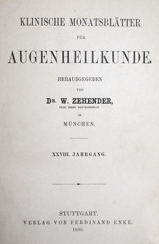 Große Abbildung Nr.1: 122-944 Klinische Monatsblätter: (Medizin, Augenheilkunde)