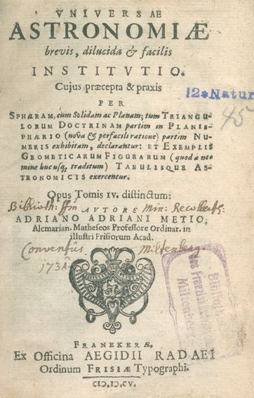 Große Abbildung Nr.1: 122-992 Metius,A.: (Verschiedene Gebiete - Varia, Astronomie)