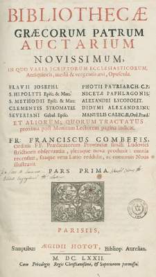 Bild Nr.1: 122-102 Combefis,F.: (Alte Drucke, Handschriften und Theologie)