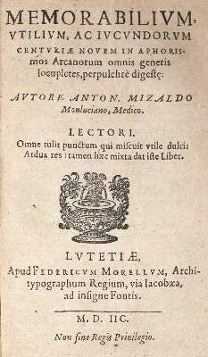 Bild Nr.1: 122-1030 Mizauld,A.: (Verschiedene Gebiete - Varia)