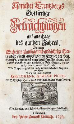 Bild Nr.1: 122-107 Creutzberg,A. (d.i. Sinold von Schütz,P.B.).: (Alte Drucke, Handschriften und Theologie)