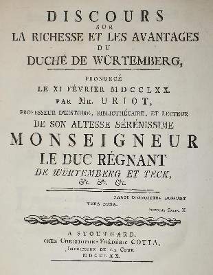 Bild Nr.1: 122-1133 Uriot,(J.).: (Deutschland, Württemberg)