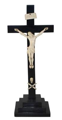 Bild Nr.1: 122-1685 Altarkreuz Elfenbein: (Volkskunst, Religiöse Volkskunst)
