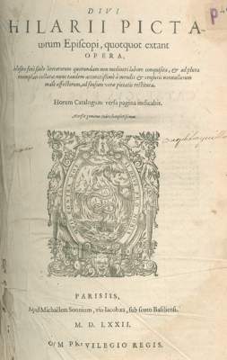 Bild Nr.1: 122-172 Hilarius.: (Alte Drucke, Handschriften und Theologie)