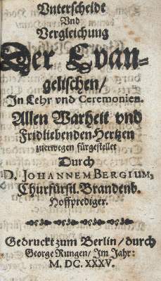 Bild Nr.1: 122-18 Bergius,J.: (Alte Drucke, Handschriften und Theologie)