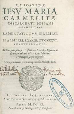 Bild Nr.1: 122-191 Johannes a Jesu Maria.: (Alte Drucke, Handschriften und Theologie)