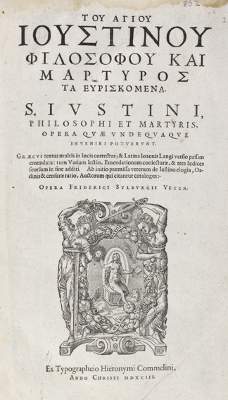 Bild Nr.1: 122-195 Justinus (Märtyrer).: (Alte Drucke, Handschriften und Theologie)