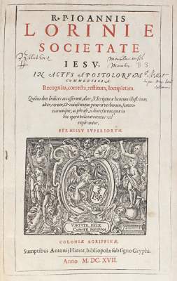 Bild Nr.1: 122-209 Lorinus,J.: (Alte Drucke, Handschriften und Theologie)