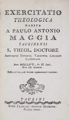 Bild Nr.1: 122-225 Maggia,P.A.: (Alte Drucke, Handschriften und Theologie)