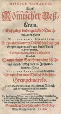 Bild Nr.1: 122-245 Musculus,W.: (Alte Drucke, Handschriften und Theologie)