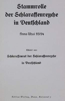 Bild Nr.1: 122-453 Stammrolle: (Studentika und Hochschulen, Schlaraffia)