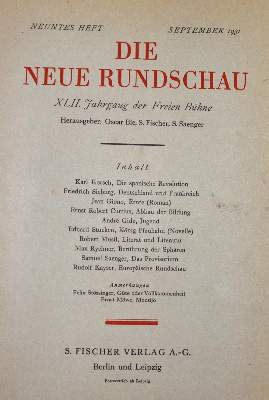 Bild Nr.1: 122-463 Neue Rundschau, Die.: (Zeitschriften und Zeitungen)