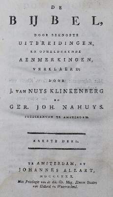 Bild Nr.1: 122-77 Nuys Klinkenberg,J.v. u. G.J.Nahuys.: (Bibeln)