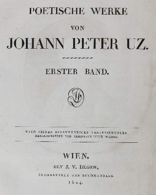 Bild Nr.2: 122-774 Uz,J.P.: (Literatur und illustrierte Bücher bis 19.Jahrhundert)