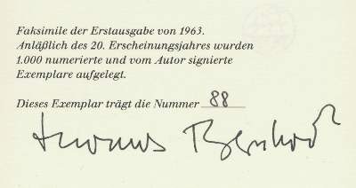 Bild Nr.2: 122-782 Bernhard,T.: (Literatur und illustrierte Bücher 20.Jahrhundert - Alte Literatur in modernen Ausgaben)