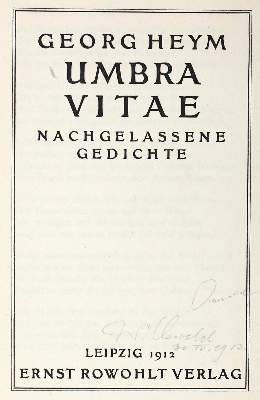 Bild Nr.1: 122-846 Heym,G.: (Literatur und illustrierte Bücher 20.Jahrhundert - Alte Literatur in modernen Ausgaben)