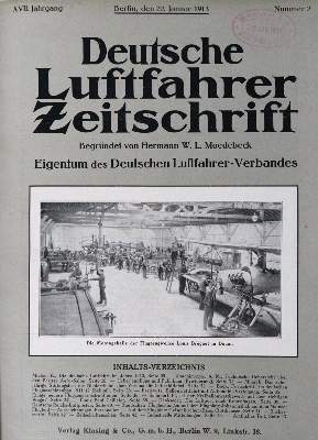 Bild Nr.1: 122-986 Deutsche Luftfahrer-Zeitschrift.: (Verschiedene Gebiete - Varia, Aeronautik)