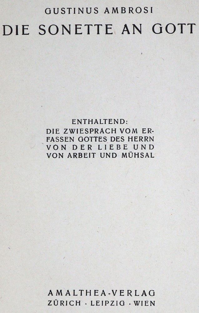 Große Abbildung Nr.1: 123-1015 Ambrosi,G.: (Literatur und illustrierte Bücher 20.Jahrhundert - Alte Literatur in modernen Ausgaben)
