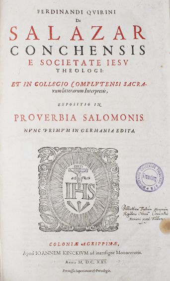 Große Abbildung Nr.1: 123-106 Chirinos de Salazar,F.: (Alte Drucke, Handschriften und Theologie)