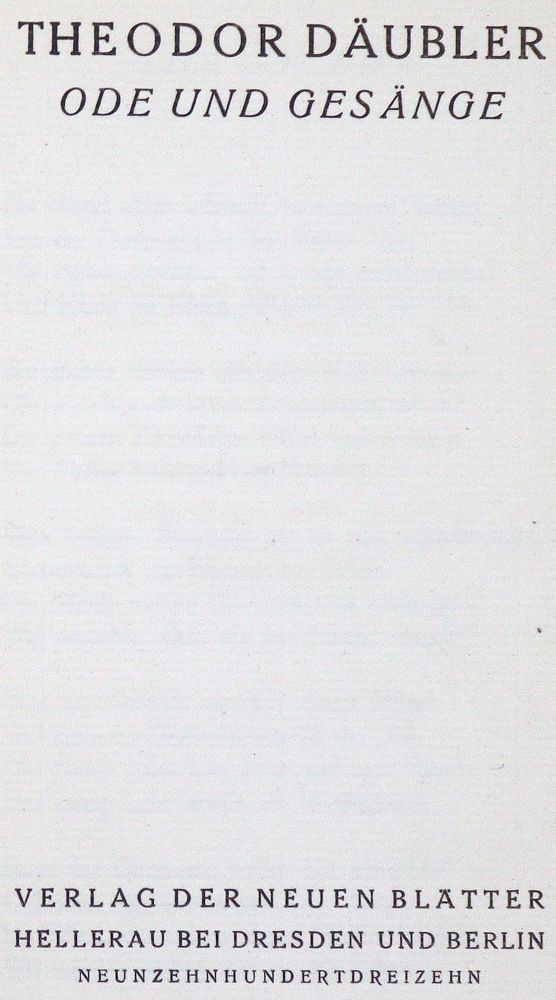 Große Abbildung Nr.1: 123-1067 Däubler,T.: (Literatur und illustrierte Bücher 20.Jahrhundert - Alte Literatur in modernen Ausgaben)