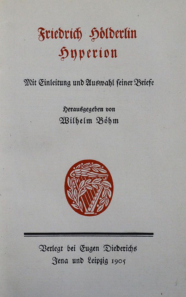 Große Abbildung Nr.1: 123-1159 Hölderlin,F.: (Literatur und illustrierte Bücher 20.Jahrhundert - Alte Literatur in modernen Ausgaben)